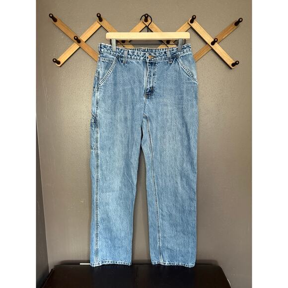 Vintage Carhartt Carpenter Jeans  Light Wash Straight Leg Workwear Utility Pants - Picture 1 of 5